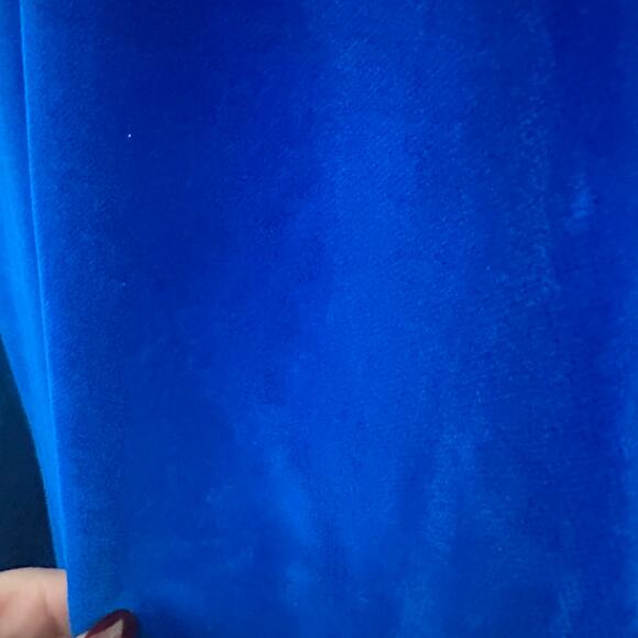 VINTAGE Handmade | Blue Velvet Babydoll Dress with ruffle sleeves | Girl's XL - Picture 7 of 9